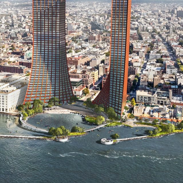 Massive Bjarke Ingels-designed apartment towers and public beach planned for Williamsburg