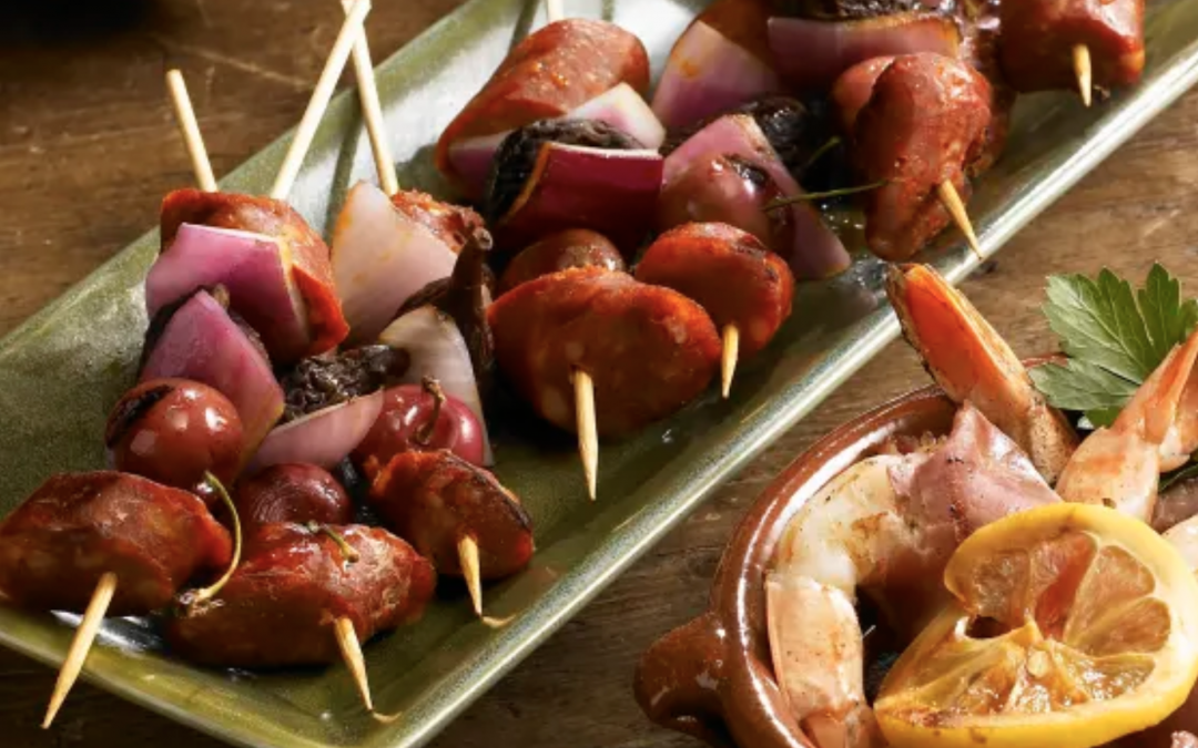 Grilled Chorizo Kebabs with Cherries and Figs Recipe