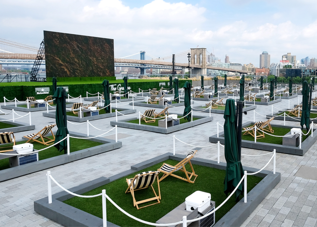 You can lounge and dine at a rooftop ‘lawn’ at the South Street Seaport